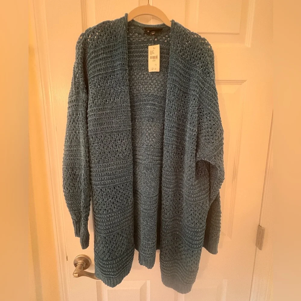 NWT, Lane Bryant Cozy Teal Open Front Cardigan, Sz. 22/24. - Picture 3 of 6